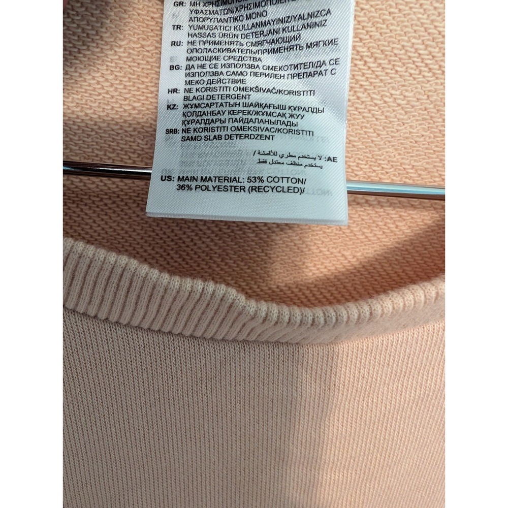 Adidas Blush Pink Crewneck Sweatshirt Gold Logo Spellout Size Small - Picture 3 of 4